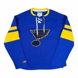 Vintage NHL St Louis Blues Lace Up Hockey Sweatshirt Blue Yellow Size Small